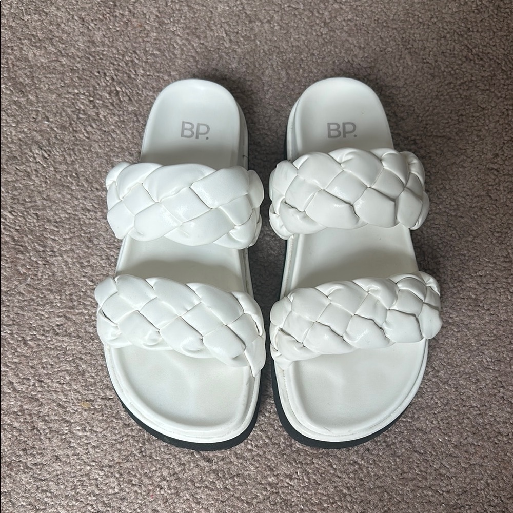 BP Ivory Braided Slide Sandals